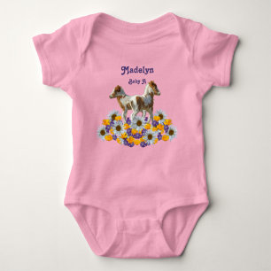 Twin Ponies Baby A with Name Baby Bodysuit