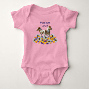Twin Ponies Baby A with Name Bodysuit