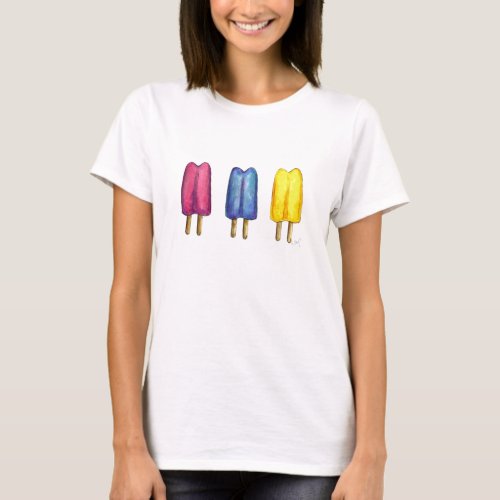 Twin Pop Frozen Popsicles Ice Lolly Yellow Blue T_Shirt