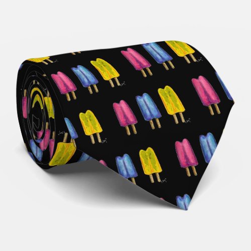 Twin Pop Watercolor Popsicle Summer Ice Lolly Neck Tie