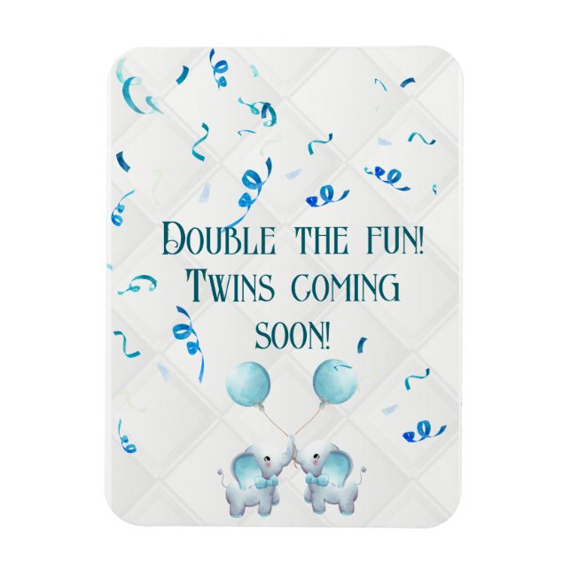 Twin Pregnancy Double the Fun Announcement Magnet (Vertical)