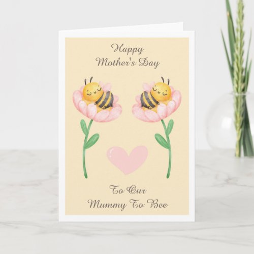 Twin Pregnancy Mothers Day Flower Bee Card