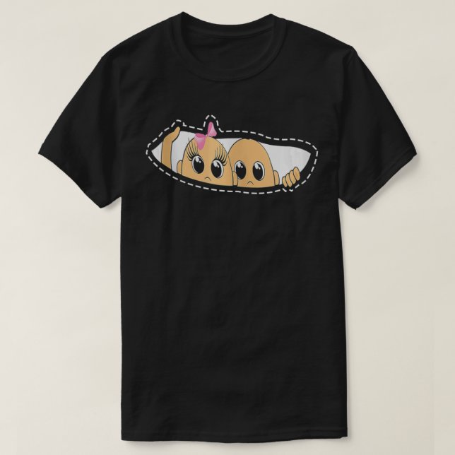 Twin Pregnancy Peeking Boy And Girl Mom To Be Gift T-Shirt (Design Front)