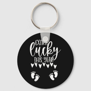 Twin Pregnancy Reveal St Patricks Day Pregnant Wit Keychain