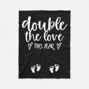 Twin Pregnancy Valentines Day Baby Announcement Fleece Blanket