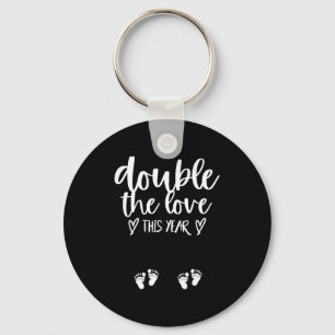 Twin Pregnancy Valentines Day Baby Announcement  Keychain