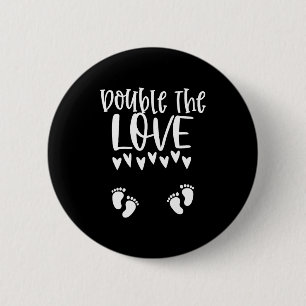 Twin Pregnancy Valentines Day Pregnant Mom Baby An Button