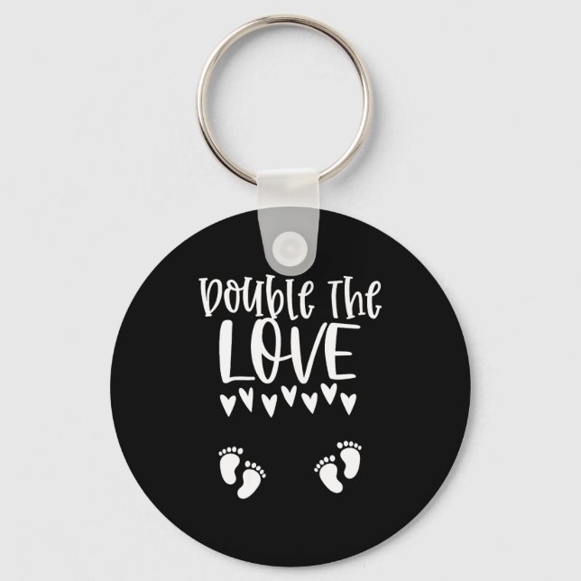 Twin Pregnancy Valentines Day Pregnant Mom Baby An Keychain (Front)
