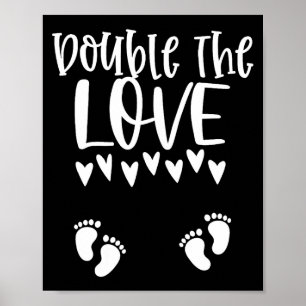 Twin Pregnancy Valentines Day Pregnant Mom Baby An Poster