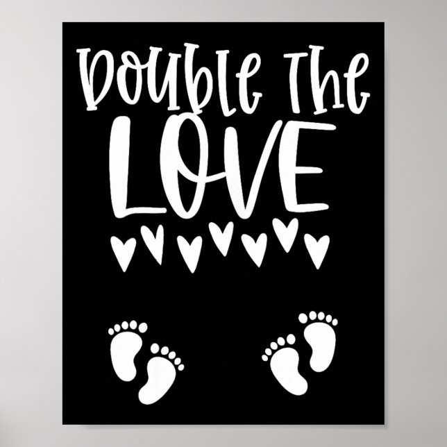 Twin Pregnancy Valentines Day Pregnant Mom Baby An Poster (Front)