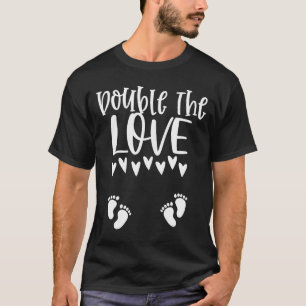 Twin Pregnancy Valentines Day Pregnant Mom Baby An T-Shirt