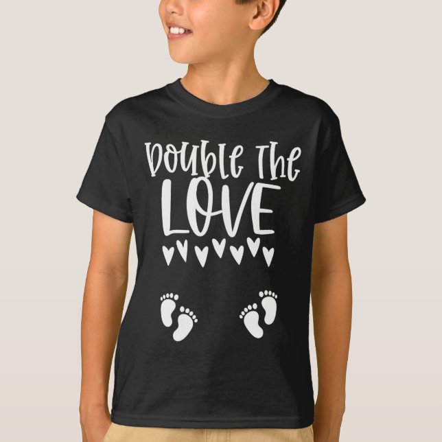 Twin Pregnancy Valentines Day Pregnant Mom Baby An T-Shirt (Front)