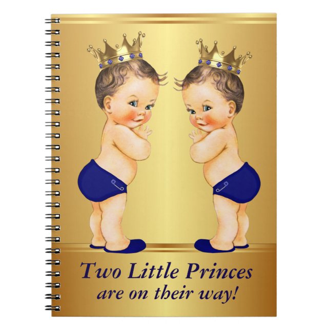 Twin Prince Baby Shower Guest Book (Front)