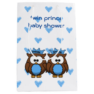 twin prince owl  baby shower gift bag