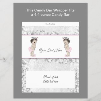 Twin Princess Baby Shower Candy Bar Wrapper by The_Vintage_Boutique at Zazzle