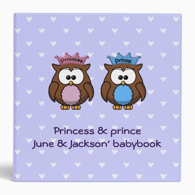twin princess & prince owl binder (Front)