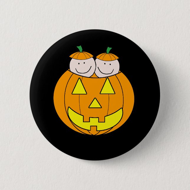 Twin Pumpkin Babies Graphic Button (Front)