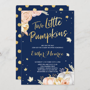 Twin Pumpkin Baby Shower Invitation Pink And Gold