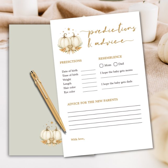 Twin Pumpkins Boho Baby Shower Predictions Game (Creator Uploaded)