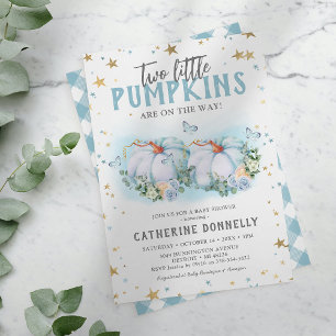 Twin Pumpkins Boy Baby Shower Invitation