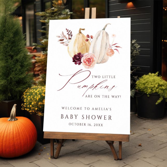 Twin Pumpkins Fall Baby Shower Welcome Foam Board (Creator Uploaded)