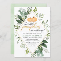 Twin pumpkins Fall gender neutral baby shower Invitation