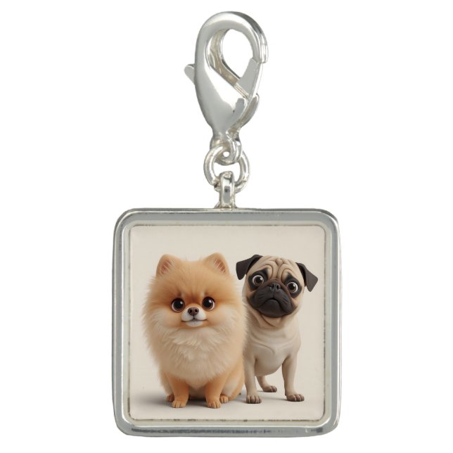 Twin Pups Keychain | Cute Dog Photo Charm (Front)