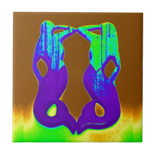 twin purple mermaids ceramic tile