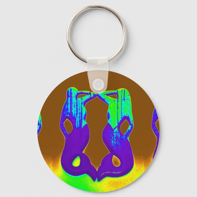 twin purple seaward gazing mermaids keychain (Front)