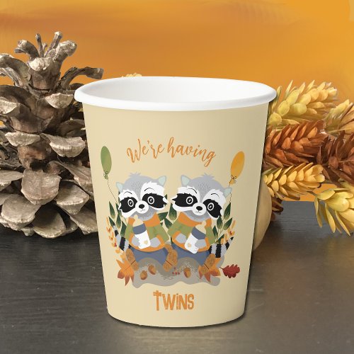 Twin Raccoons Woodland Baby Shower Paper Cups