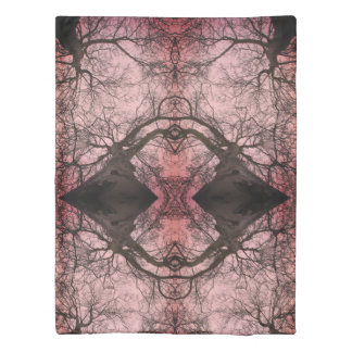 Twin Reversible Black and Pink Twisted Tree Duvet Cover