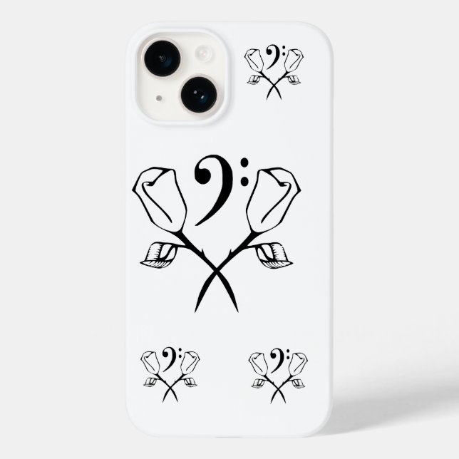 Twin Rose above Bass Clef Case-Mate iPhone Case (Back)
