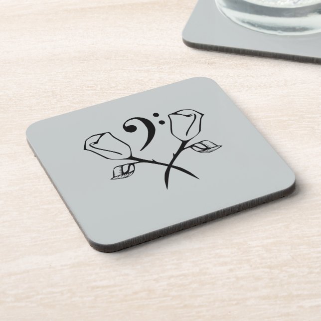 Twin Rose with a Bass Clef Beverage Coaster (Left Side)