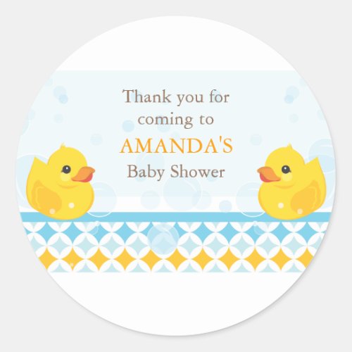Twin Rubber Duckies Baby Shower Favor Sticker
