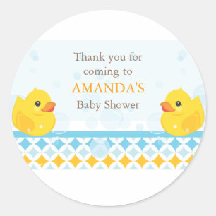 Twin Rubber Duckies Baby Shower Favor Sticker