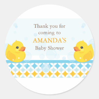 Twin Rubber Duckies Baby Shower Favor Sticker
