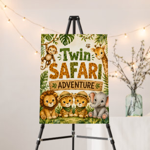 Twin Safari Adventures Boys Birthday Welcome Sign
