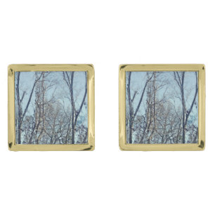 Twin Saplings Gold Cufflinks