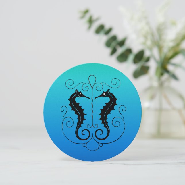 Twin Seahorses Invitation (Standing Front)
