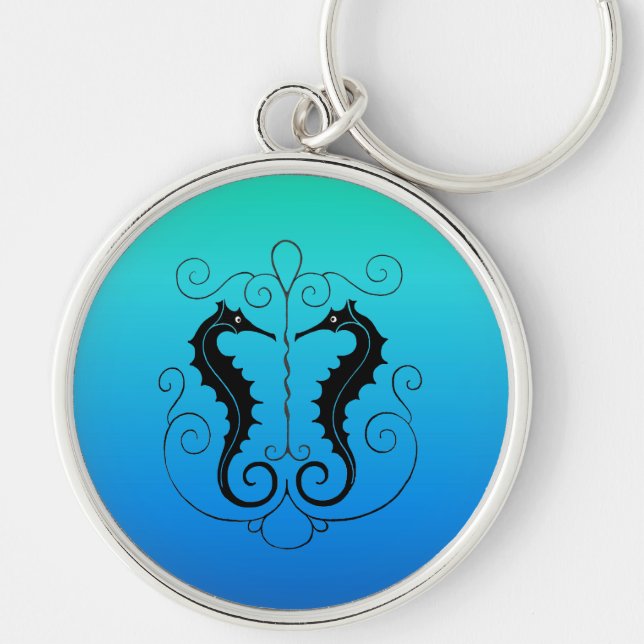 Twin Seahorses Keychain (Front)