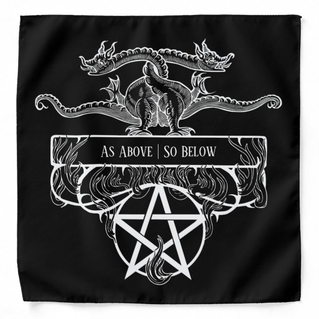 Twin Serpent Witch Axiom Pentacle Altar Cloth Bandana (Front)