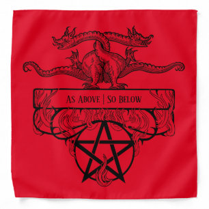 Twin Serpent Witch Axiom Pentacle Red Altar Cloth Bandana