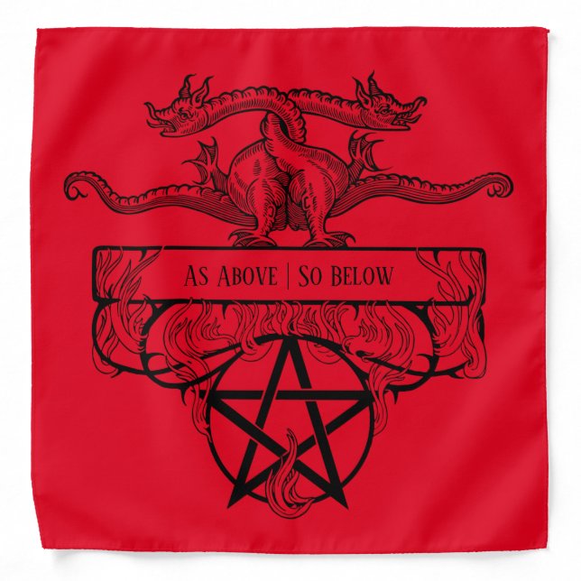 Twin Serpent Witch Axiom Pentacle Red Altar Cloth Bandana (Front)