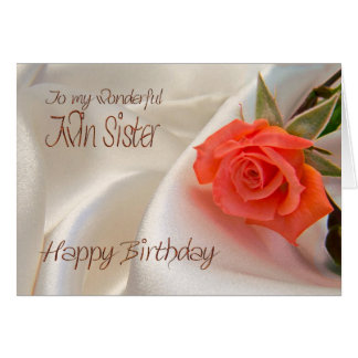 Twin sister, a birthday card with a pink rose