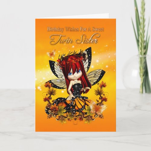 twin sister birthday card _ birthday autumn color