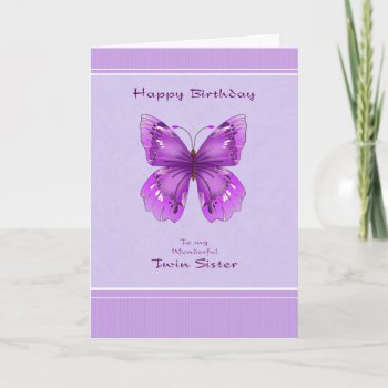 Twin Sister Birthday Card - Purple Butterfly by SueshineStudio at Zazzle