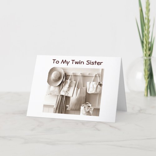 TWIN SISTER COUNTRY STYLE BIRTHDAY WISHES CARD