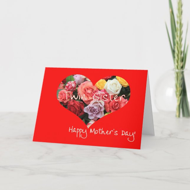 Twin Sister  Happy Mother's Day rose card (Front)