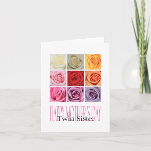 Twin Sister  Happy Mothers Day rose card