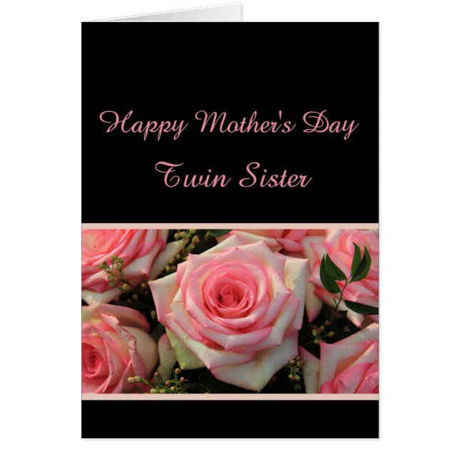 Twin Sister  Happy Mother's Day rose card (Front)